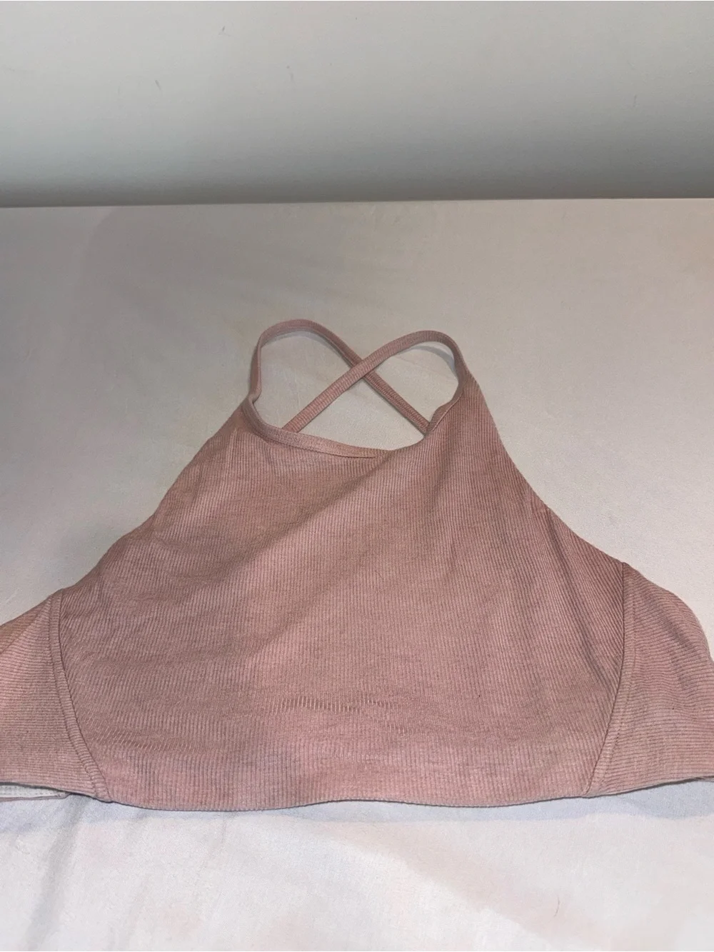 Lululemon Women’s Mauve Pink Ribbed Crisscross BackHigh Neck Bralette Size 6/S
